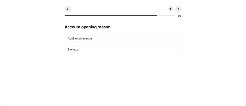Deriv account opening reason screen with Additional revenue and Savings options
