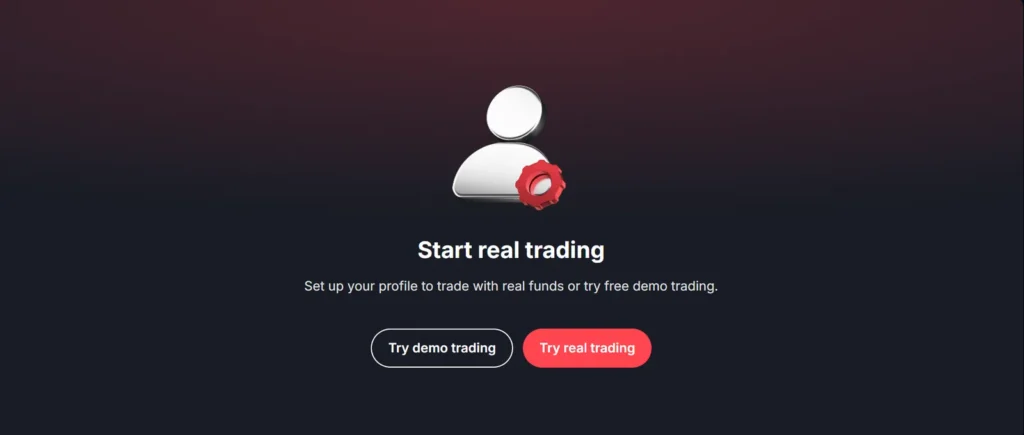 Deriv UAE സൈൻ അപ്പ്: Try demo trading അല്ലെങ്കിൽ Try real trading തിരഞ്ഞെടുക്കുക.